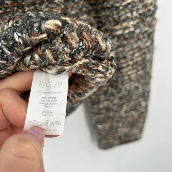 CABI Ritz Gray Brown Tweed Knit Snap Button Up Cardigan Sweater Size Small - Picture 4 of 5